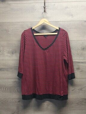Torrid Striped V Neck Blouse Women's Plus Size 3 20-22